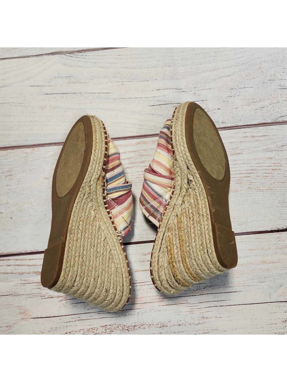 Sugar womens striped espadrille wedge slide sandals size 9.5 - Picture 3 of 9